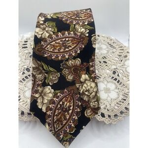 Vintage Bill Bass 100% Silk Men's Necktie Ornate‎ Floral Necktie